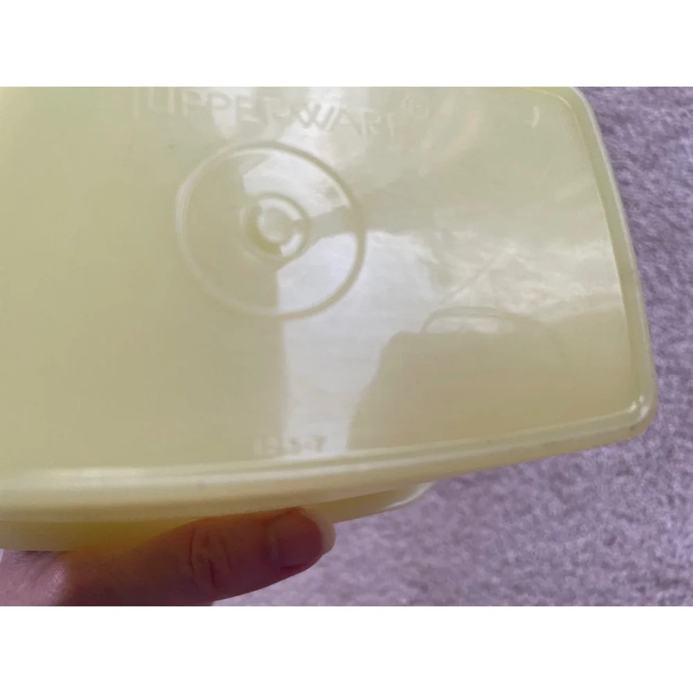 Vintage Tupperware Shelf Saver #1245-5 Yellow Container with Lid Food Storage